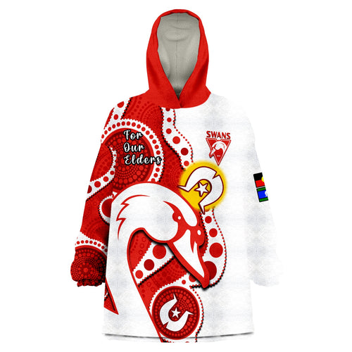 swans-football-naidoc-2023-wearable-blanket-hoodie-sydney-for-our-elders-indigenous-art