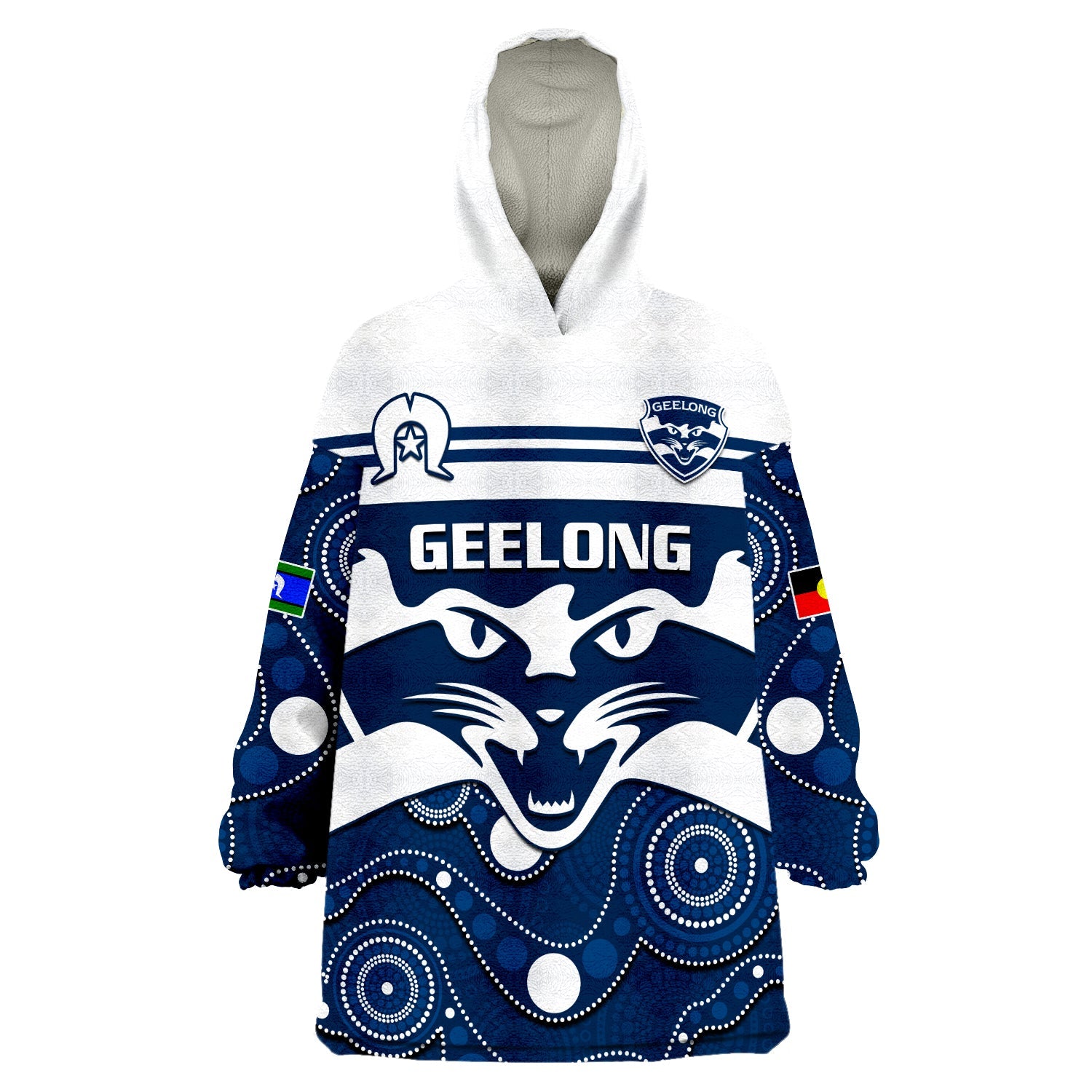 custom-text-and-number-geelong-football-naidoc-2023-wearable-blanket-hoodie-cats-for-our-elders-indigenous-art