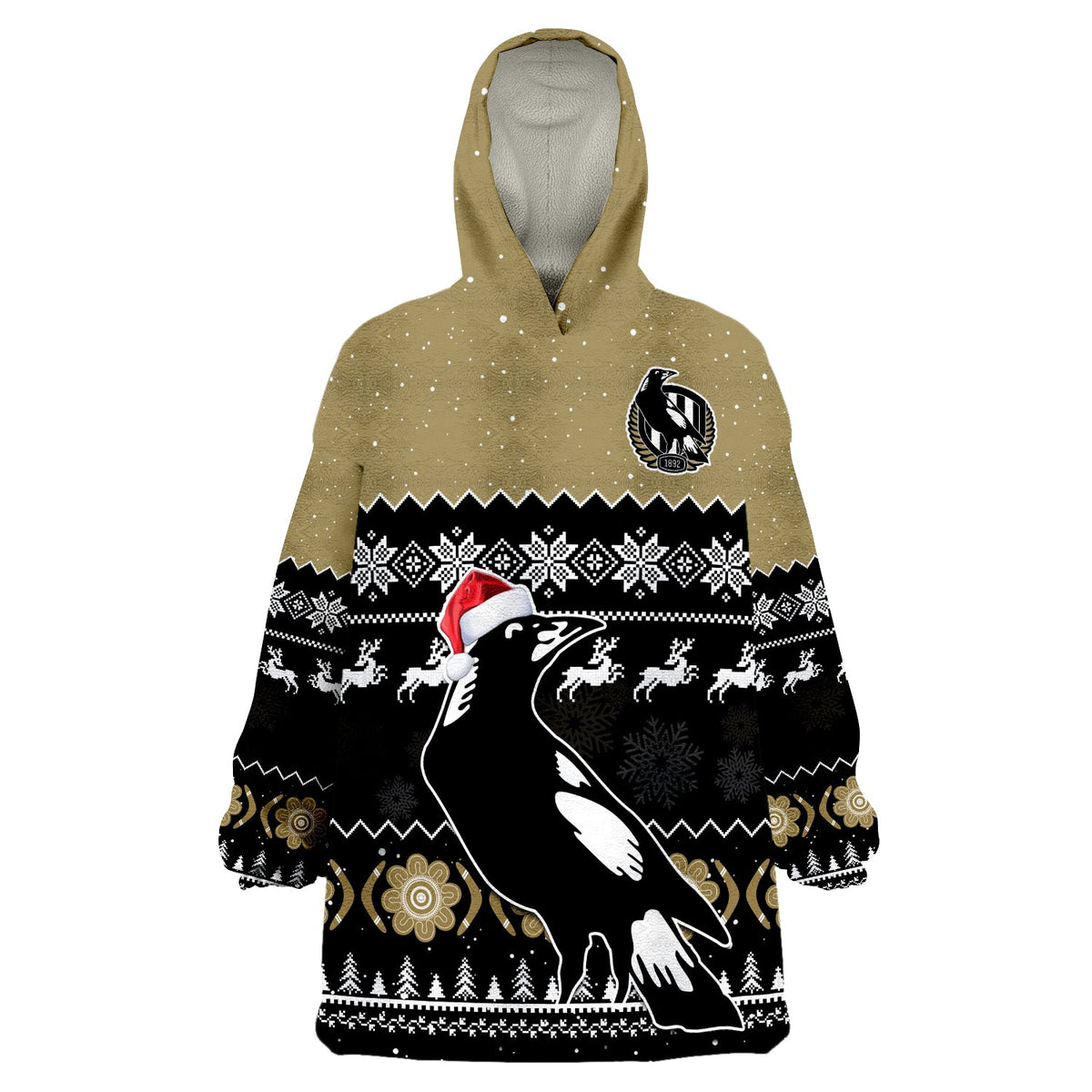 custom-personalised-collingwood-football-wearable-blanket-hoodie-magpies-indigenous-merry-christmas