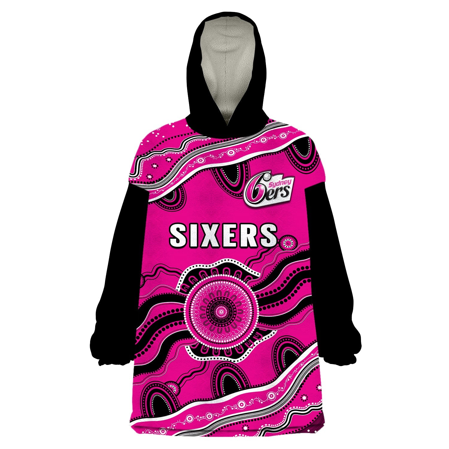 custom-text-and-number-sixers-cricket-wearable-blanket-hoodie-sydney-aboriginal-painting