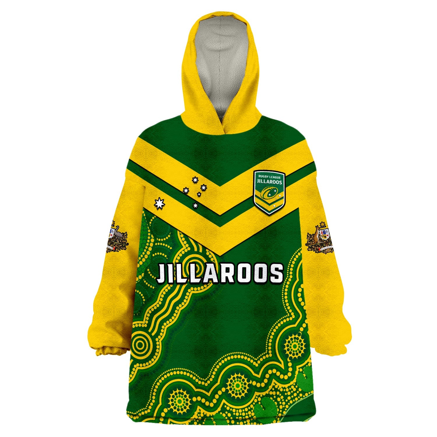 custom-text-and-number-australia-rugby-wearable-blanket-hoodie-jillaroos-champions-indigenous-green-style