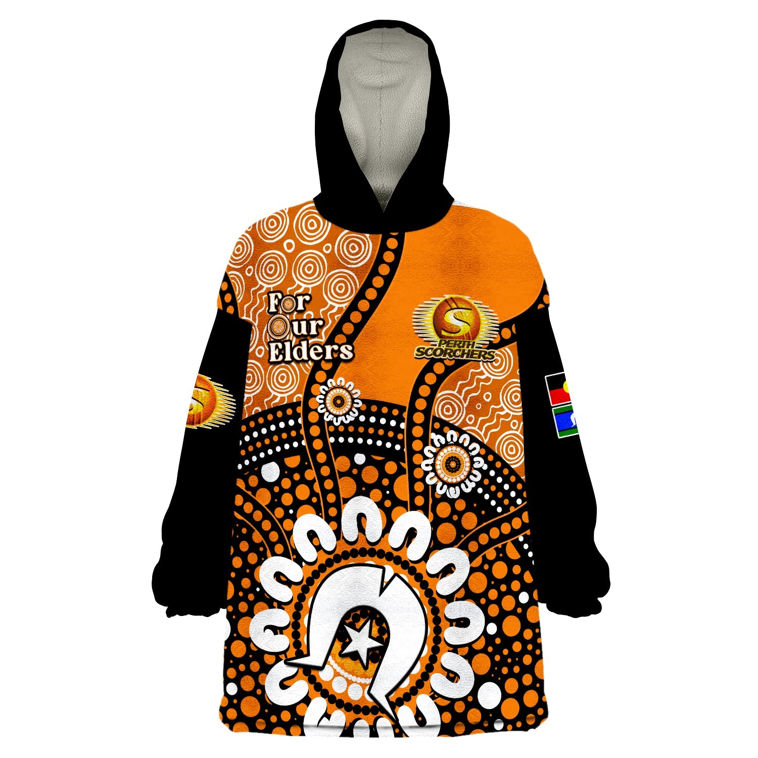 custom-text-and-number-perth-scorchers-naidoc-2023-wearable-blanket-hoodie-indigenous-for-our-elders