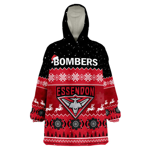 custom-personalised-essendon-football-wearable-blanket-hoodie-bombers-indigenous-merry-christmas