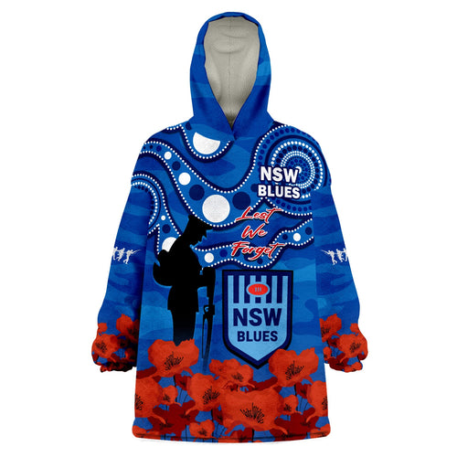 custom-text-and-number-blues-rugby-anzac-2023-wearable-blanket-hoodie-nsw-aboriginal-mix-poppy-camouflage