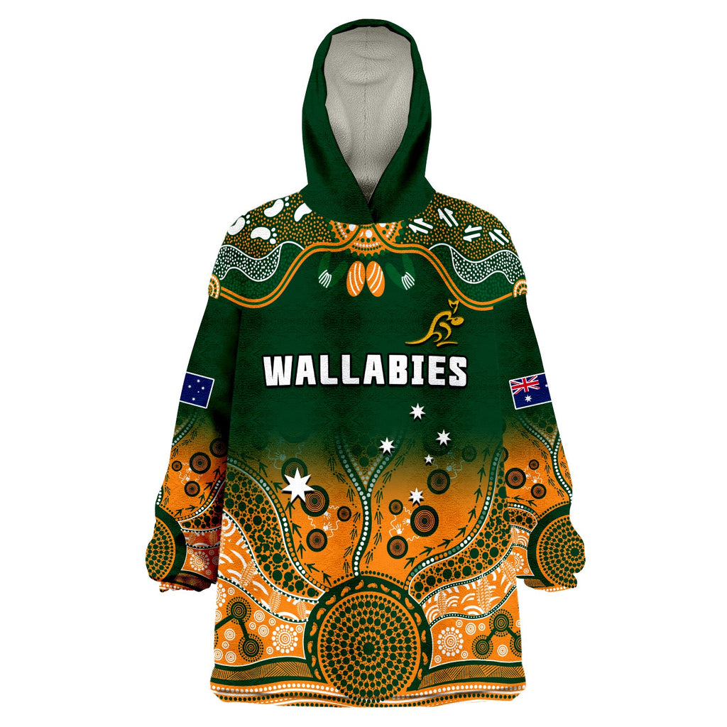 custom-text-and-number-australia-rugby-wearable-blanket-hoodie-wallabies-kangaroo-green-aboriginal