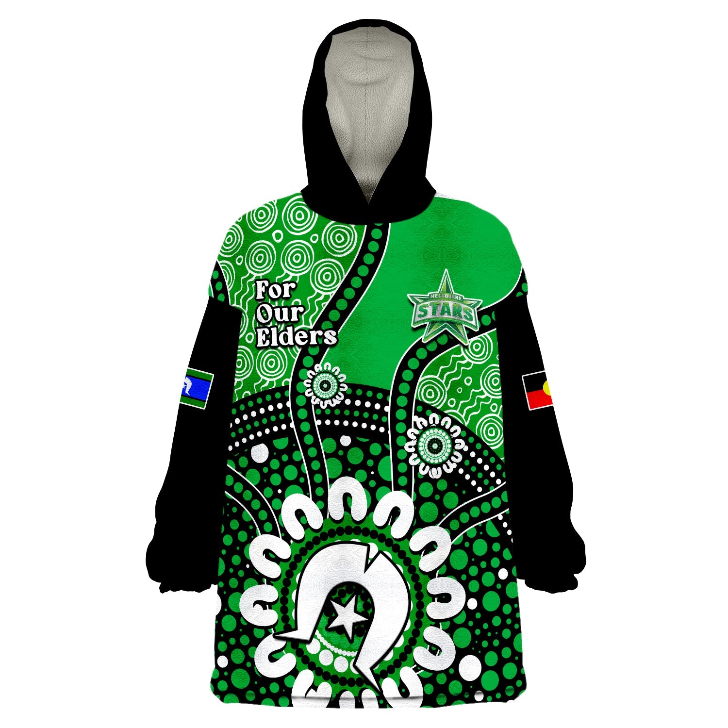 melbourne-stars-naidoc-2023-wearable-blanket-hoodie-indigenous-for-our-elders