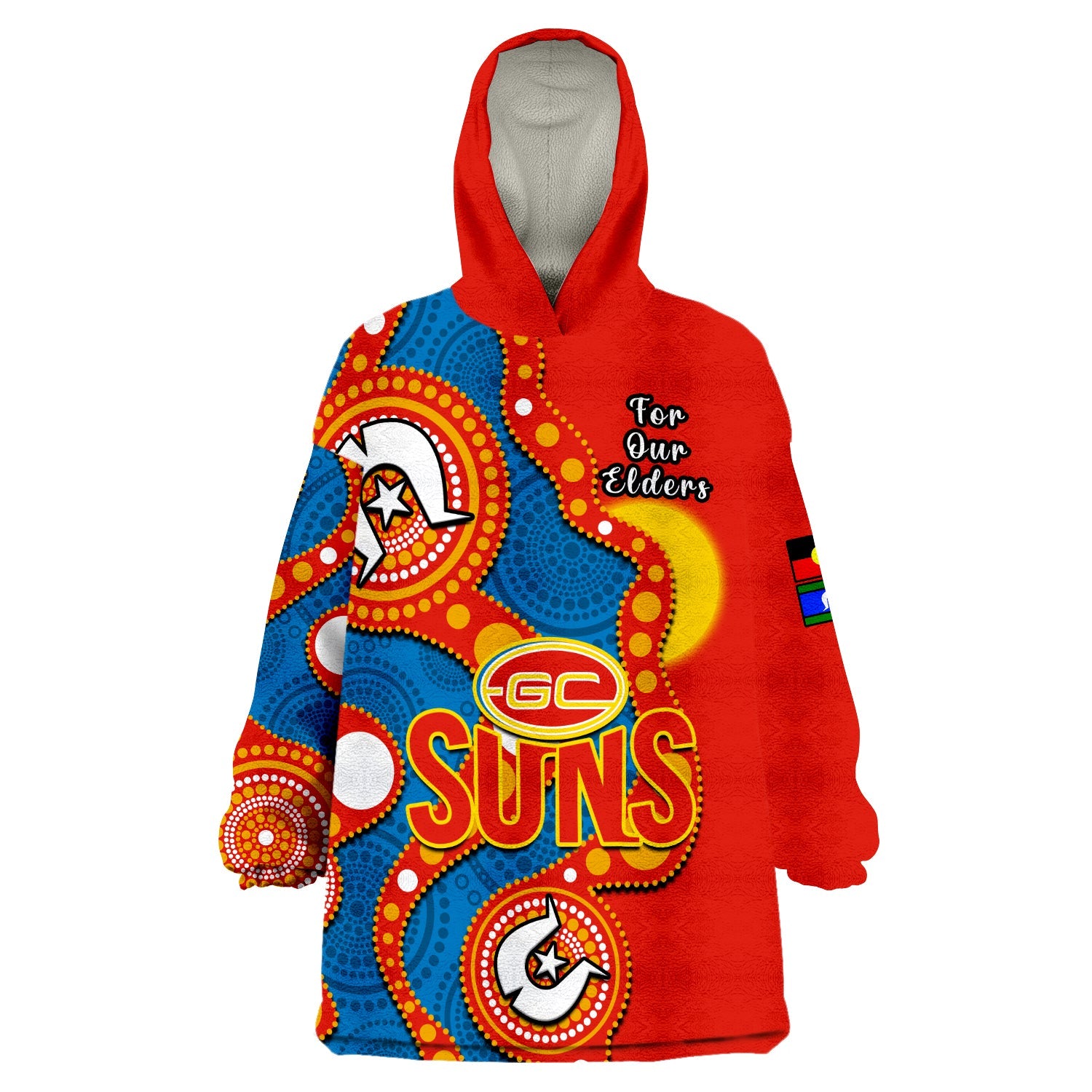 custom-text-and-number-gold-coast-football-naidoc-2023-wearable-blanket-hoodie-suns-indigenous-for-our-elders