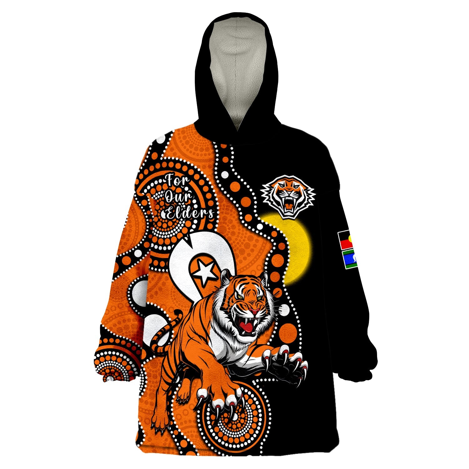 custom-text-and-number-wests-tigers-rugby-naidoc-2023-wearable-blanket-hoodie-for-our-elders-indigenous-art