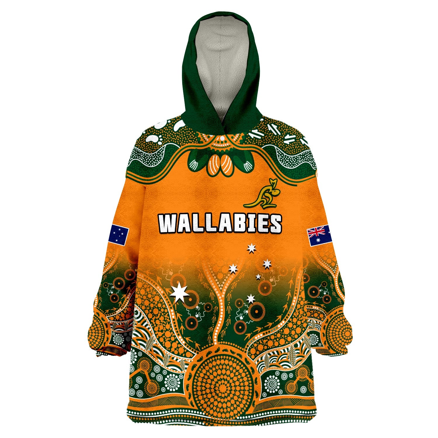 australia-rugby-wearable-blanket-hoodie-wallabies-kangaroo-orange-aboriginal