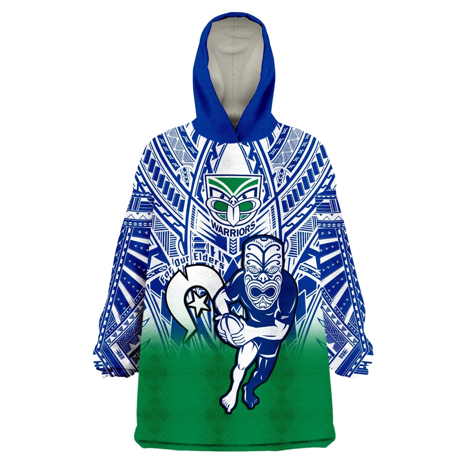 custom-text-and-number-warriors-rugby-naidoc-2023-wearable-blanket-hoodie-new-zealand-tiki-for-our-elders