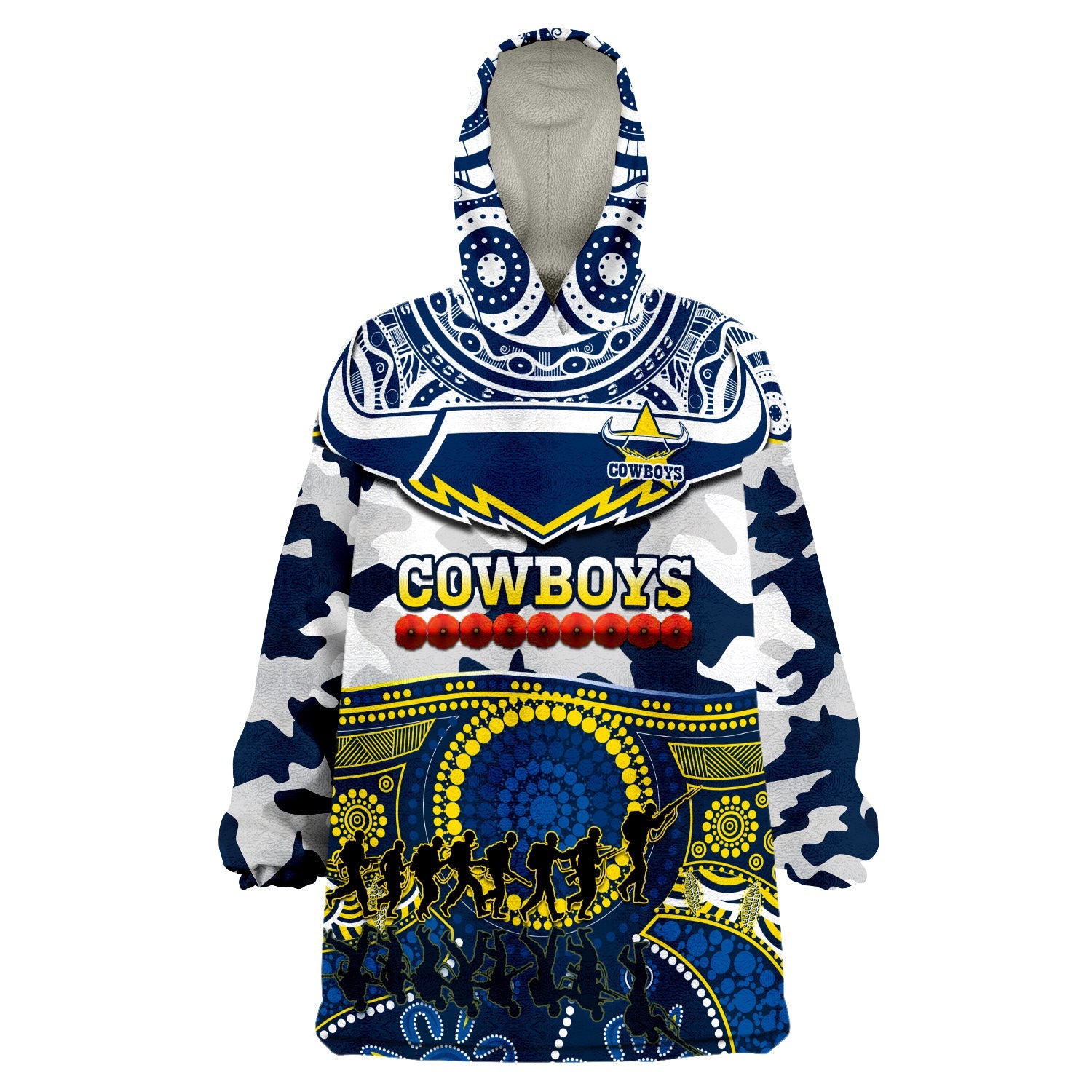 custom-text-and-number-cowboys-rugby-anzac-wearable-blanket-hoodie-indigenous-poppy-mix-camouflage
