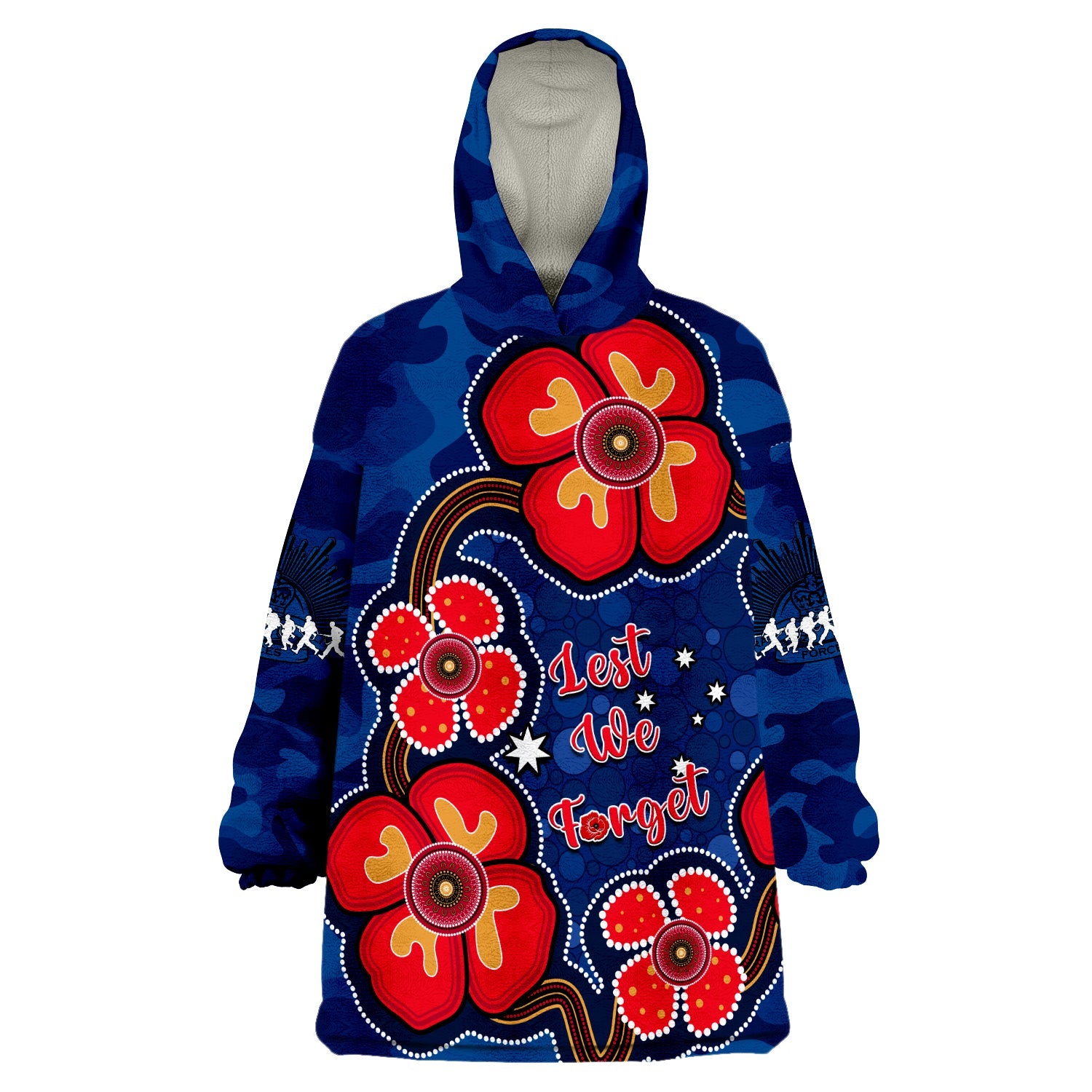 australia-anzac-wearable-blanket-hoodie-lest-we-forget-camouflage-mix-aboriginal-poppies-and-slouch-hat