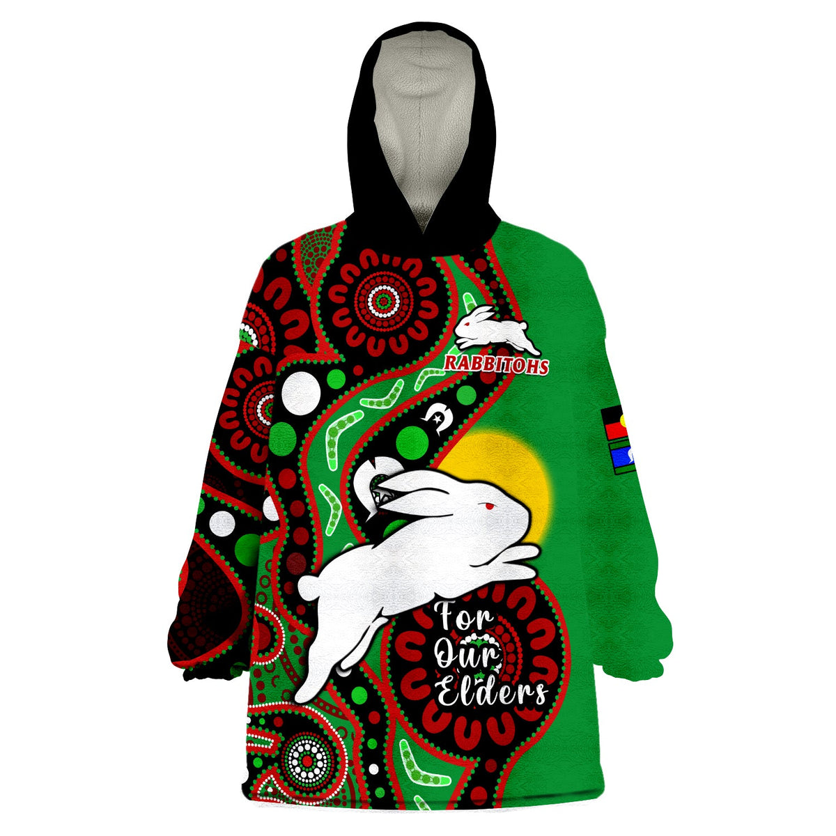 rabbitohs-rugby-naidoc-2023-wearable-blanket-hoodie-for-our-elders-aboriginal