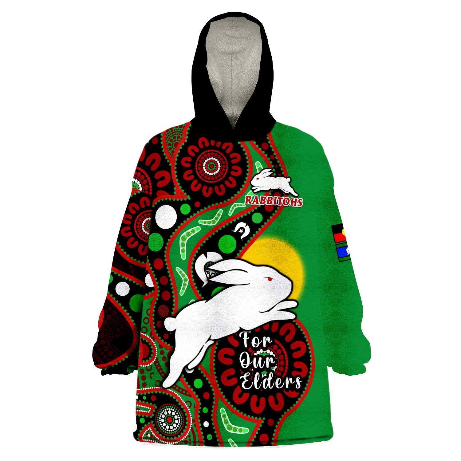 rabbitohs-rugby-naidoc-2023-wearable-blanket-hoodie-for-our-elders-aboriginal