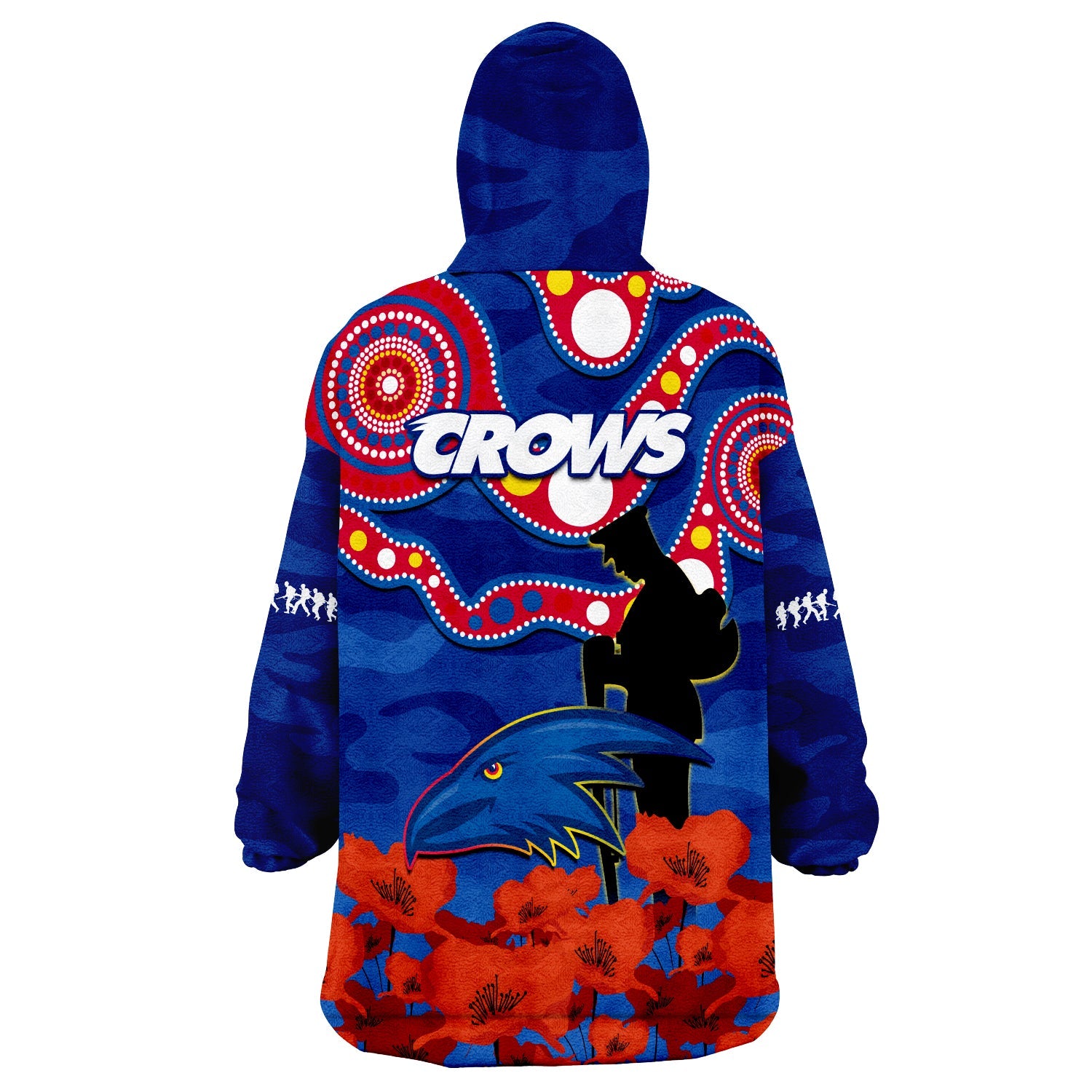 adelaide-football-anzac-2023-wearable-blanket-hoodie-crows-aboriginal-mix-poppy-camouflage