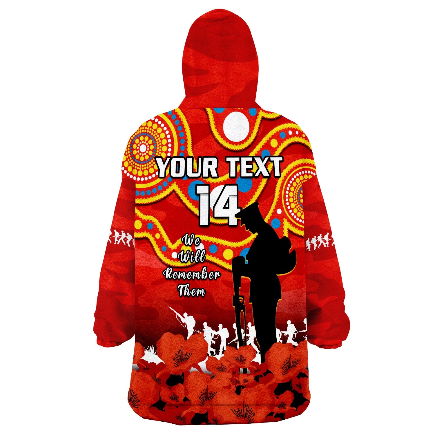 custom-text-and-number-gold-coast-football-anzac-2023-wearable-blanket-hoodie-suns-aboriginal-mix-poppy-camouflage