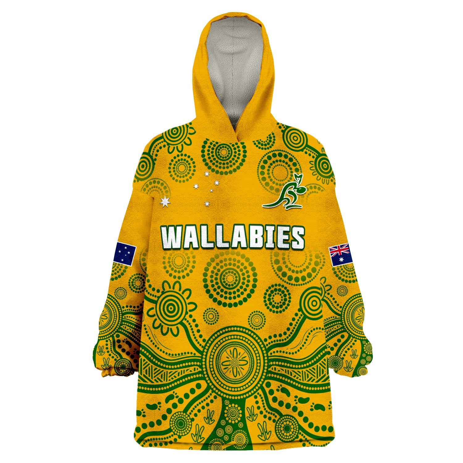 australia-2022-rugby-wearable-blanket-hoodie-wallabies-aboriginal-yellow-style