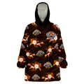 (Custom Text And Number) Wests Tigers Rugby Wearable Blanket Hoodie Polynesian Tribal Mix Tropical Hawaiian Style LT14