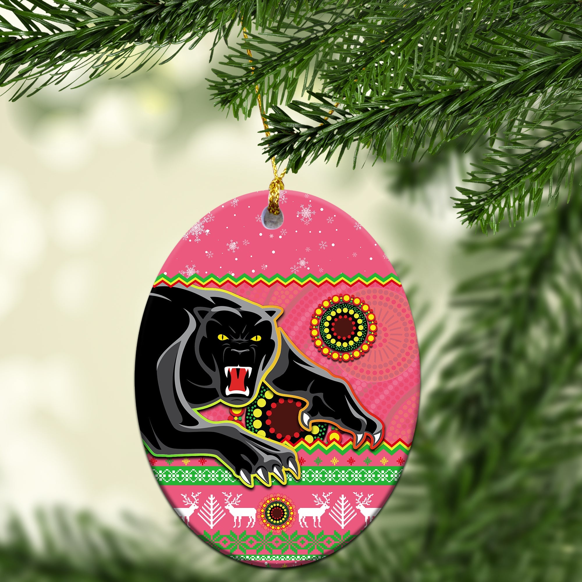 panthers-christmas-ornaments-aboriginal-pattern-penrith-pink-version