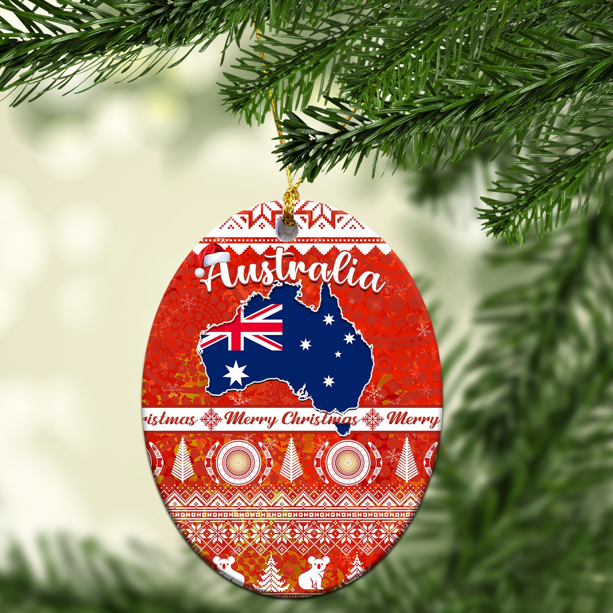 custom-personalised-australia-christmas-ornaments-australian-map-aboriginal-painting-merry-christmas