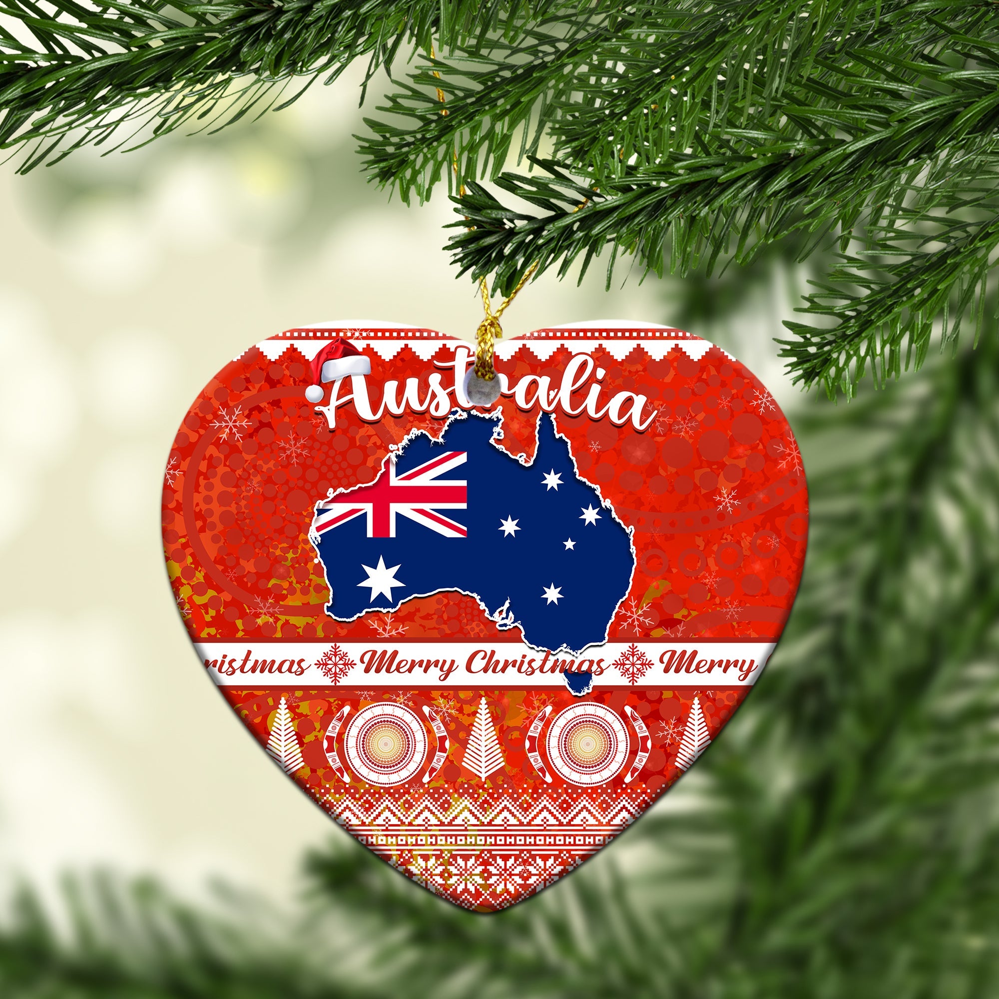custom-personalised-australia-christmas-ornaments-australian-map-aboriginal-painting-merry-christmas