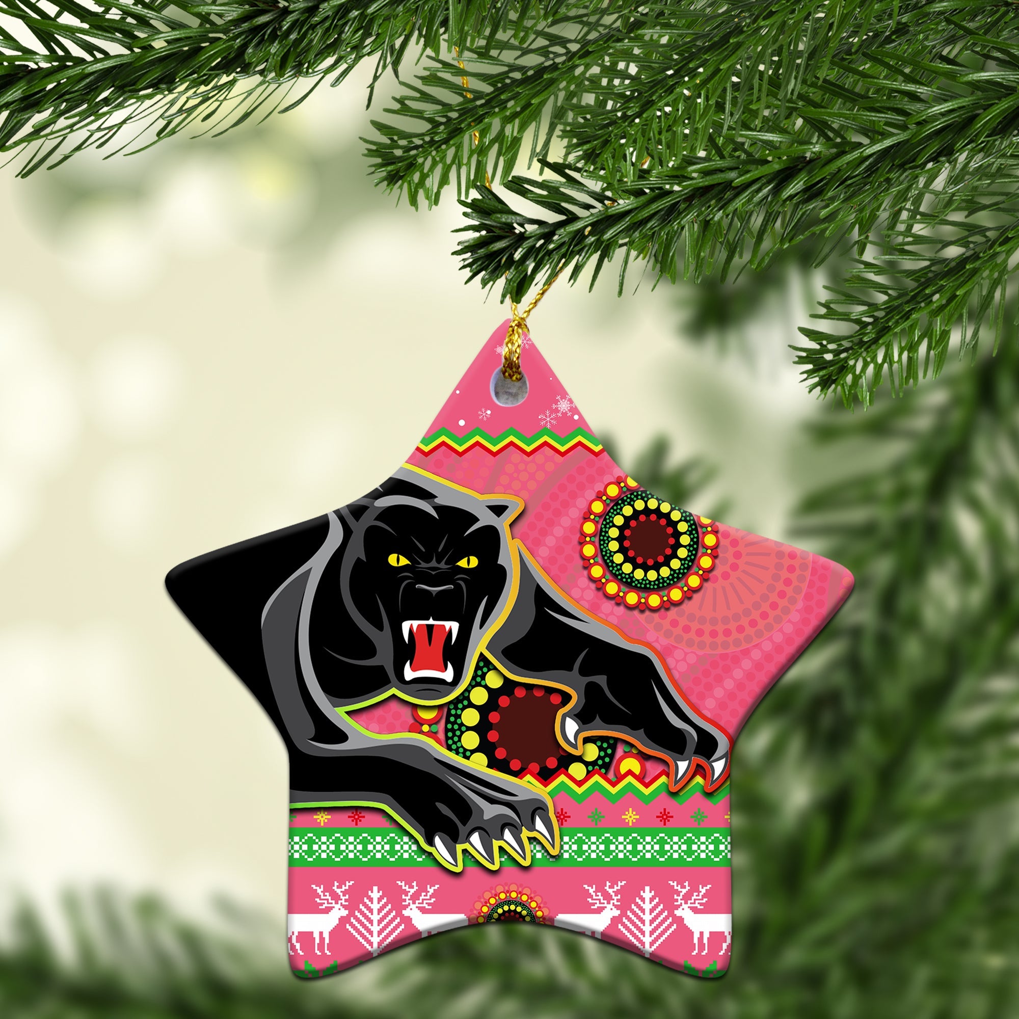 panthers-christmas-ornaments-aboriginal-pattern-penrith-pink-version