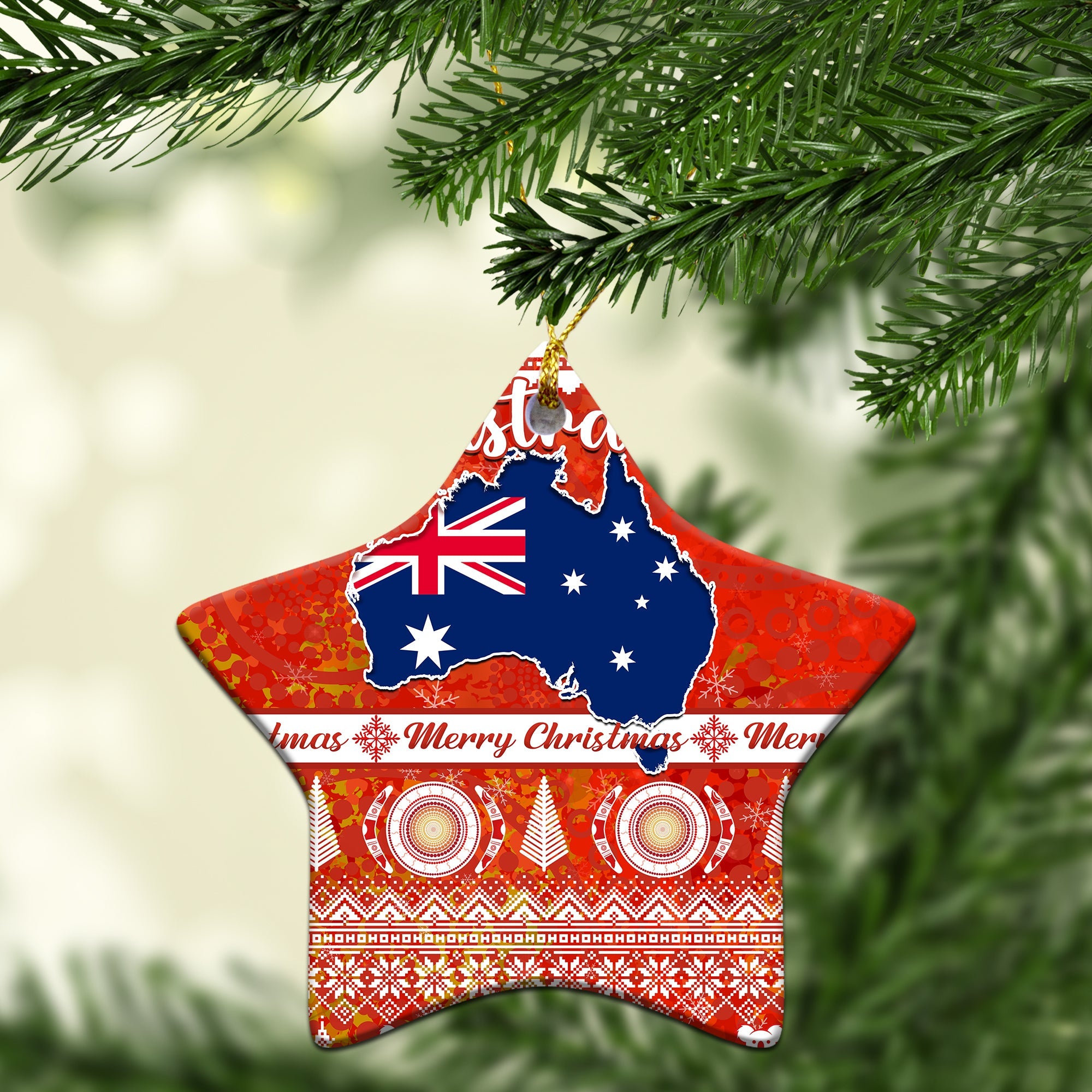 custom-personalised-australia-christmas-ornaments-australian-map-aboriginal-painting-merry-christmas