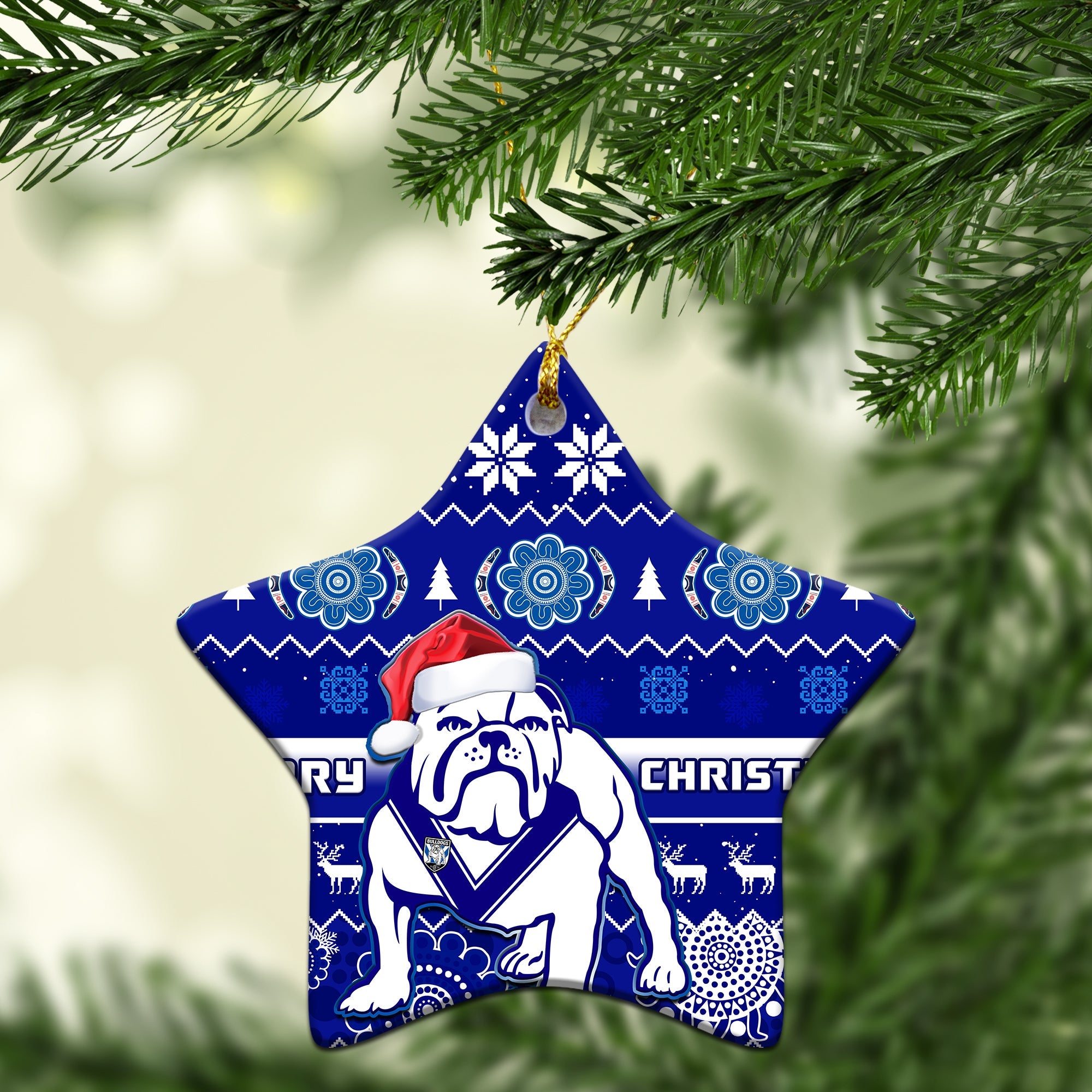bulldogs-rugby-christmas-ornaments-berries-merry-xmas-aboriginal-art