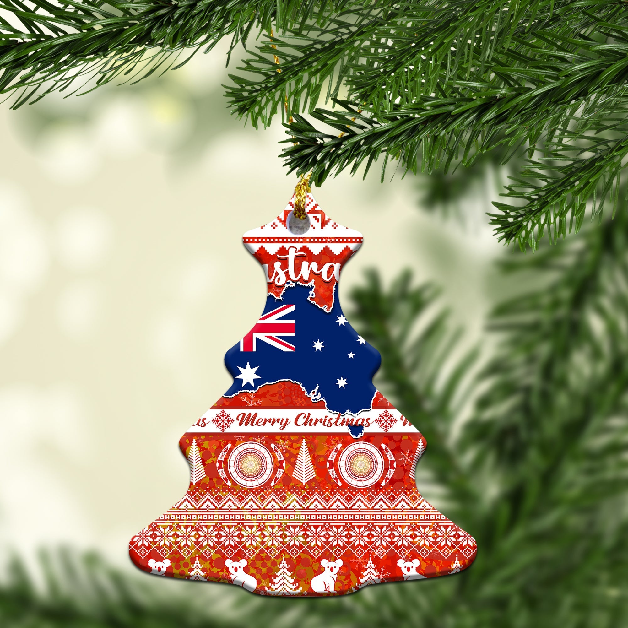 custom-personalised-australia-christmas-ornaments-australian-map-aboriginal-painting-merry-christmas