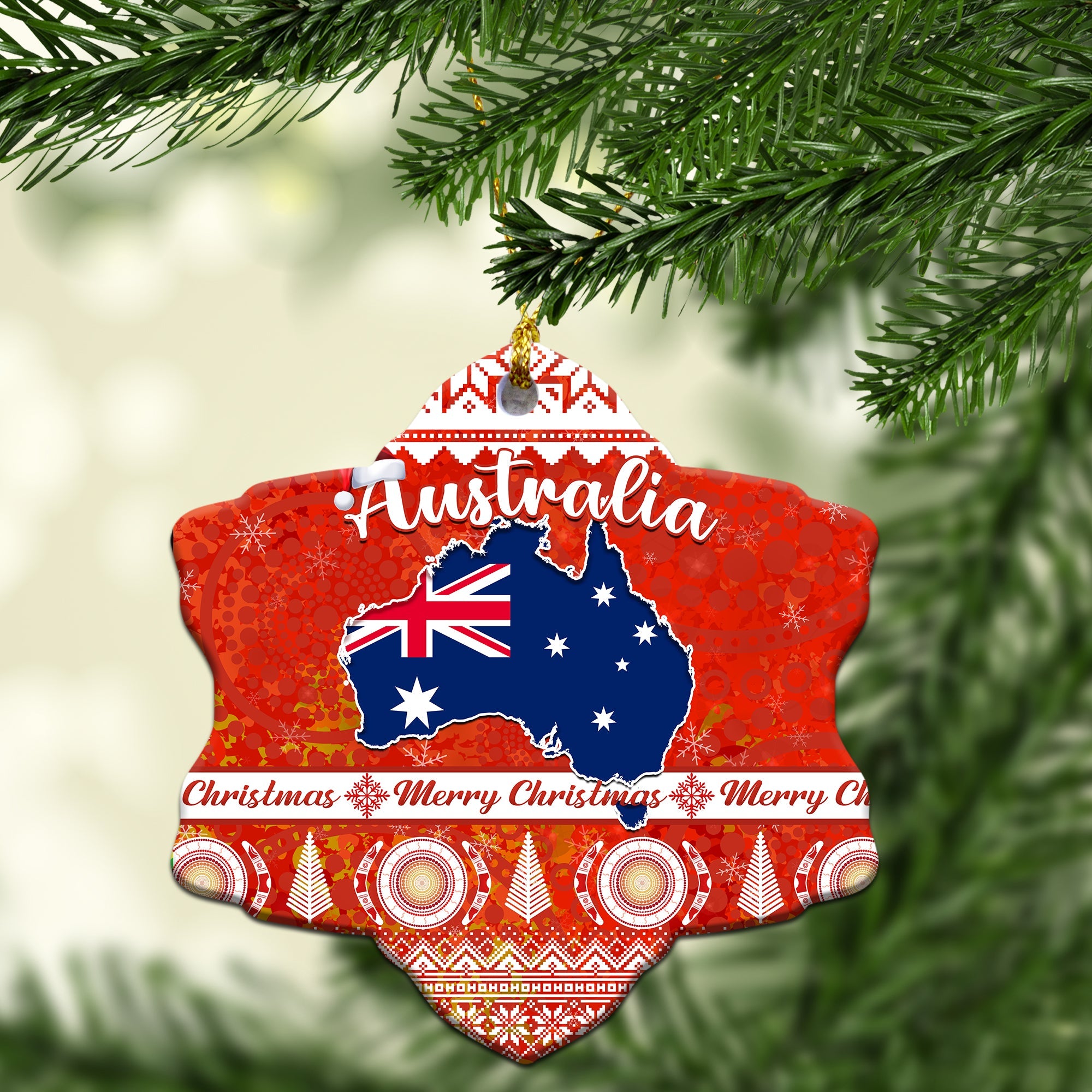 custom-personalised-australia-christmas-ornaments-australian-map-aboriginal-painting-merry-christmas