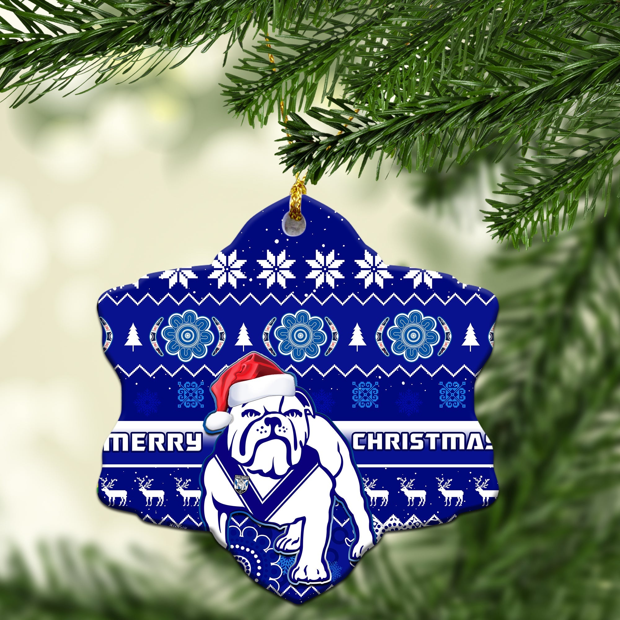 bulldogs-rugby-christmas-ornaments-berries-merry-xmas-aboriginal-art