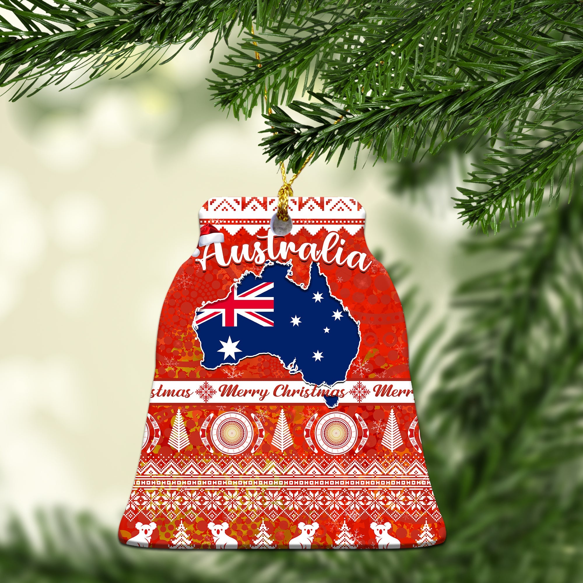 custom-personalised-australia-christmas-ornaments-australian-map-aboriginal-painting-merry-christmas