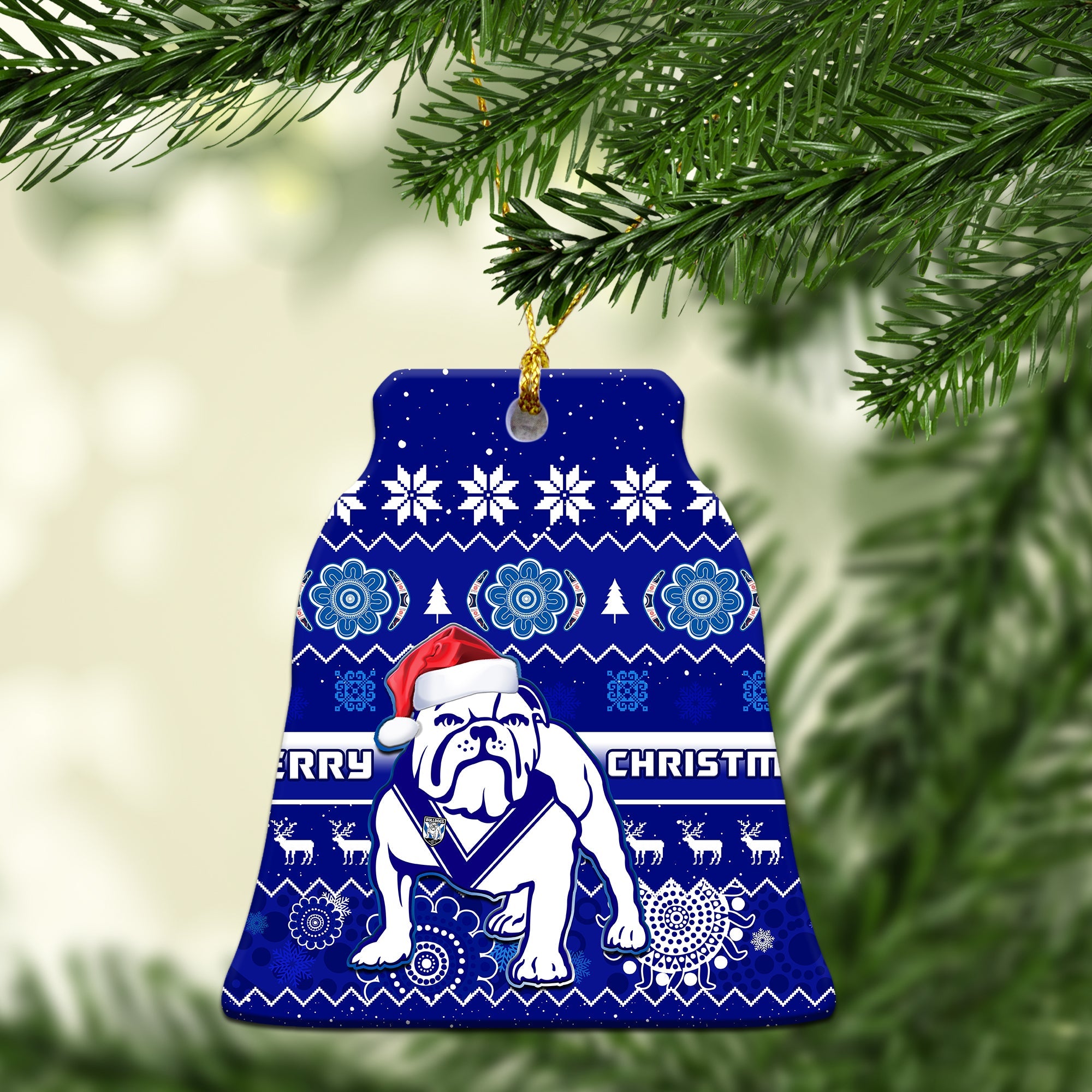 bulldogs-rugby-christmas-ornaments-berries-merry-xmas-aboriginal-art