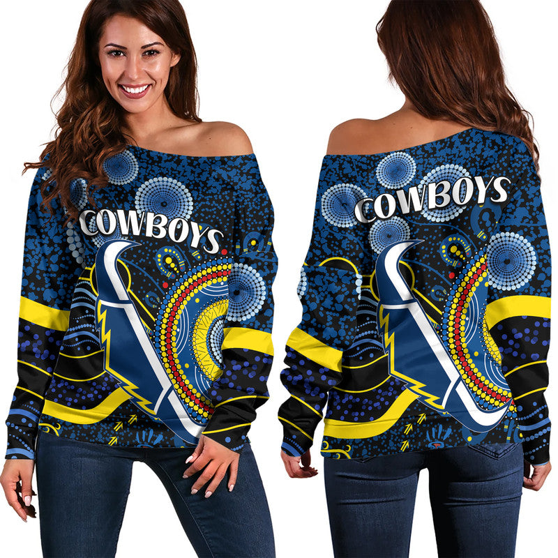 cowboys-rugby-women-off-shoulder-sweater-aboriginal-dots-version