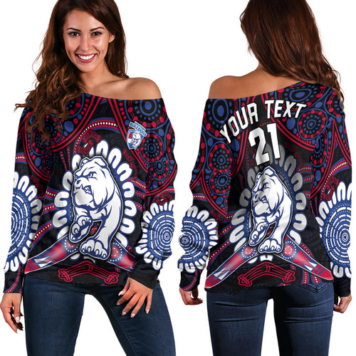 custom-personalised-western-bulldogs-football-women-off-shoulder-sweater-boomerang-indigenous-dots