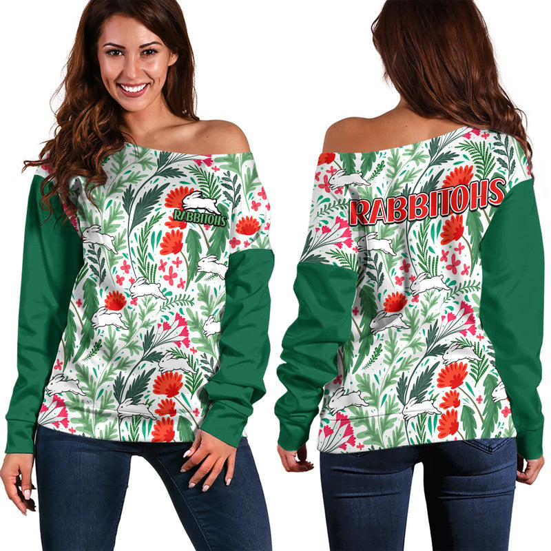 rabbitohs-poppy-flowers-field-women-off-shoulder-sweater