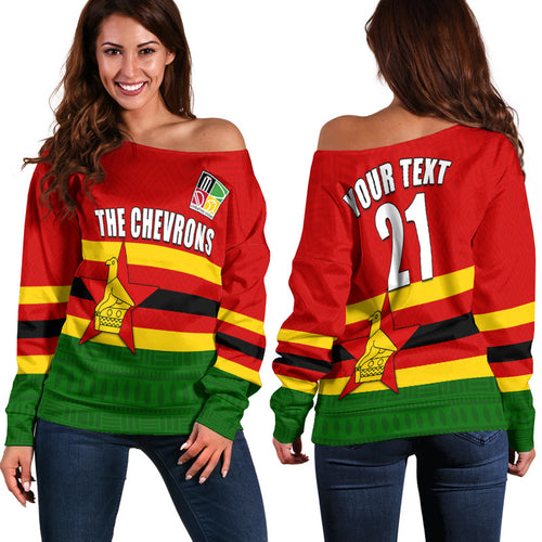 custom-personalised-the-chevrons-cricket-mix-zimbabwe-flag-and-indigenous-pattern-women-off-shoulder-sweater