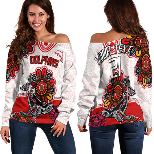 custom-personalised-dolphins-rugby-women-off-shoulder-sweater-indigenous-circles-and-waves-white