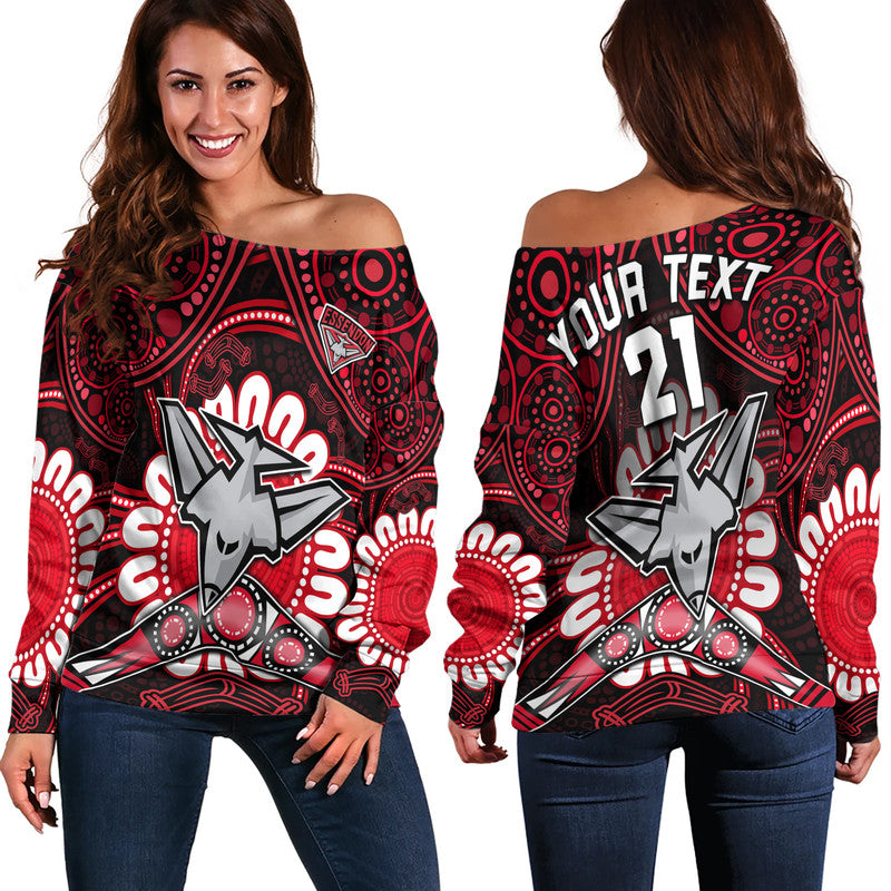 custom-personalised-bombers-football-women-off-shoulder-sweater-boomerang-indigenous-dots