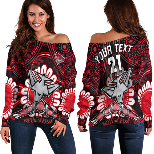 custom-personalised-bombers-football-women-off-shoulder-sweater-boomerang-indigenous-dots