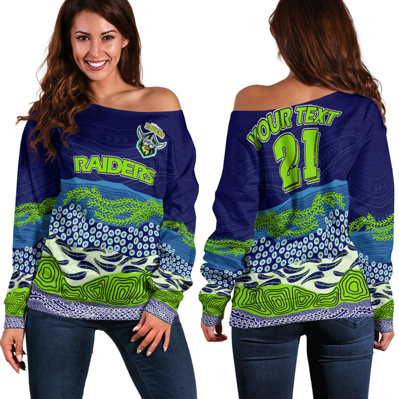 custom-text-and-number-canberra-the-green-machine-raiders-boomerang-indigenous-women-off-shoulder-sweater