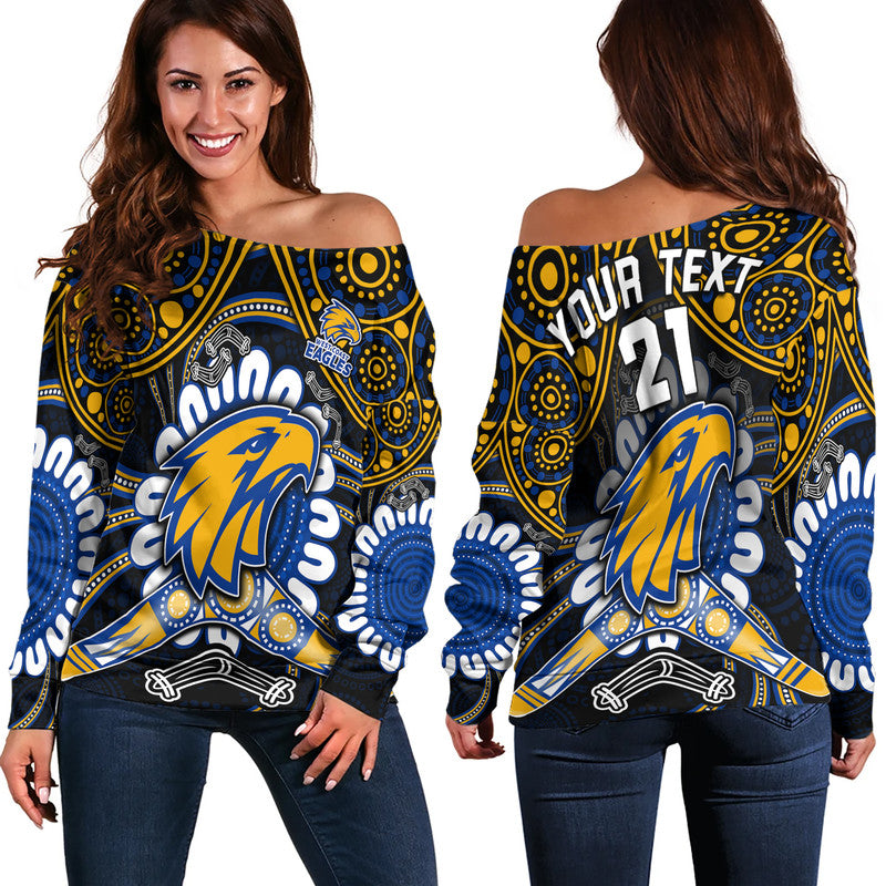 custom-personalised-west-coast-eagles-women-off-shoulder-sweater-boomerang-indigenous-dots