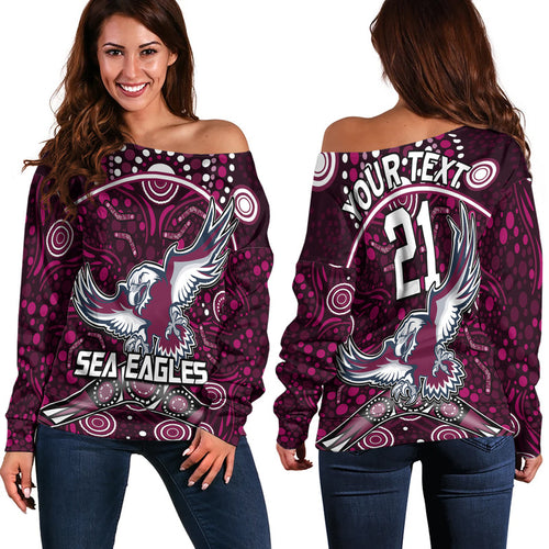 custom-personalised-sea-eagles-rugby-women-off-shoulder-sweater-boomerang-indigenous-dots