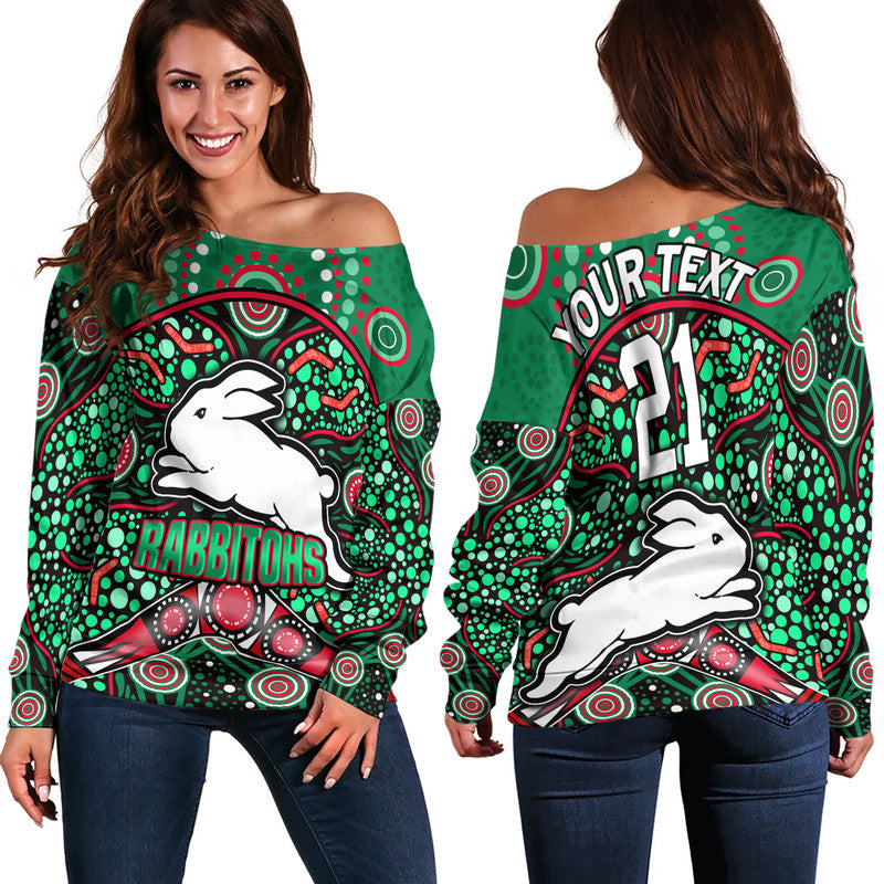 custom-personalised-south-sydney-indigenous-rabbitohs-dot-art-style-women-off-shoulder-sweater