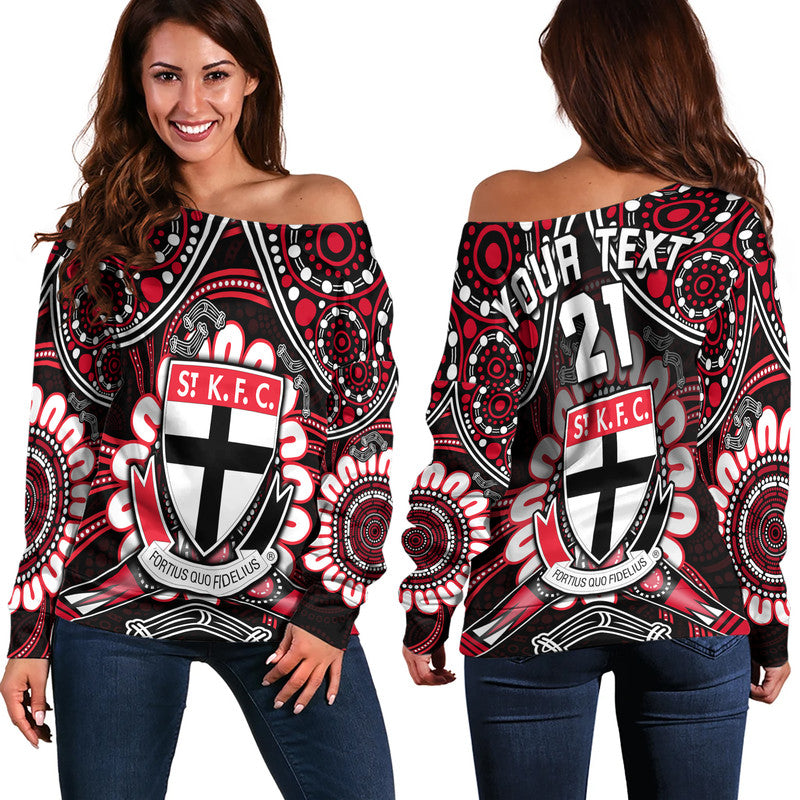custom-personalised-st-kilda-saints-women-off-shoulder-sweater-boomerang-indigenous-dots