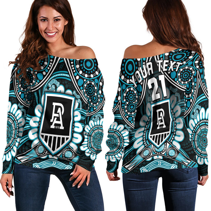 custom-personalised-port-adelaide-power-women-off-shoulder-sweater-boomerang-indigenous-dots