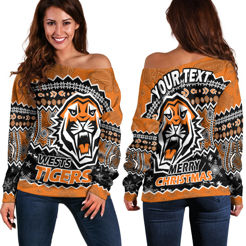 custom-personalised-wests-tigers-aboriginal-christmas-vibe-gold-version-women-off-shoulder-sweater
