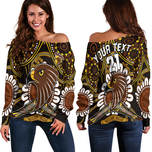 custom-personalised-hawks-football-women-off-shoulder-sweater-boomerang-indigenous-dots