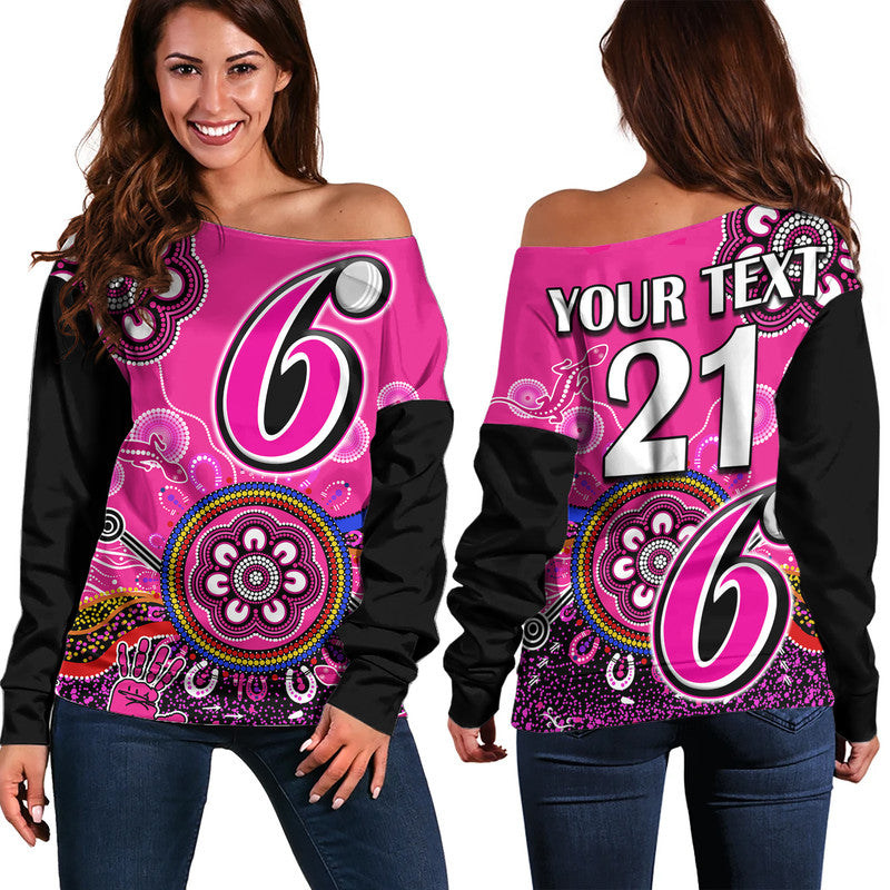 custom-personalised-sydney-sixers-women-off-shoulder-sweater-cricket-indigenous-aboriginal-lizard-version
