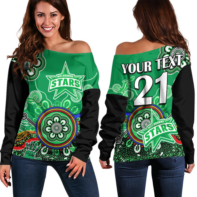 custom-personalised-melbourne-stars-women-off-shoulder-sweater-cricket-indigenous-aboriginal-lizard-version